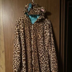 Posh Peanut Lana Leopard Print Hooded Onesie